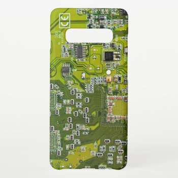 Computer Geek Circuit Board Light Green Samsung Galaxy S10  Case by FlowstoneGraphics at Zazzle