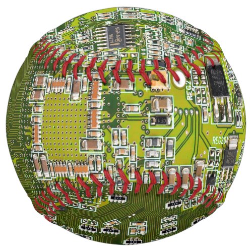 Computer Geek Circuit Board Light Green Softball