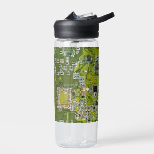 Computer Geek Circuit Board Light Green Water Bottle