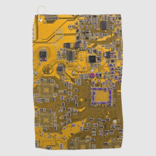 Computer Geek Circuit Board Light Orange Golf Towel