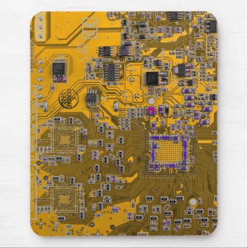 Computer Geek Circuit Board Light Orange Mouse Pad