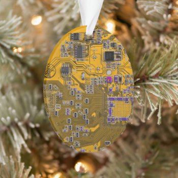 Computer Geek Circuit Board Light Orange Ornament by FlowstoneGraphics at Zazzle