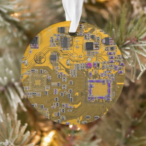 Computer Geek Circuit Board Light Orange Ornament