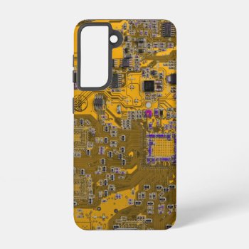 Computer Geek Circuit Board Light Orange Samsung Galaxy S21 Case by FlowstoneGraphics at Zazzle