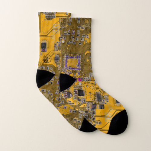 Computer Geek Circuit Board Light Orange Socks
