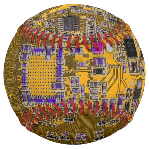 Computer Geek Circuit Board Light Orange Softball