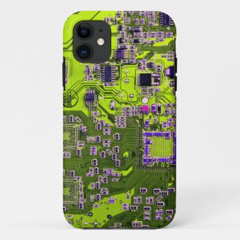 Computer Geek Circuit Board - Neon Yellow Iphone 11 Case by ipadiphonecases at Zazzle
