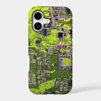 Computer Geek Circuit Board - neon yellow iPhone 17 Case