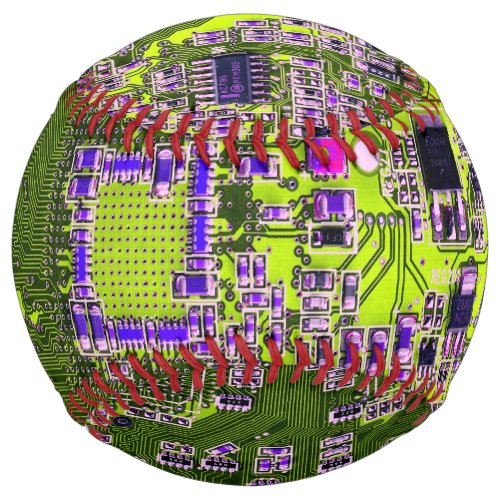 Computer Geek Circuit Board Neon Yellow Softball