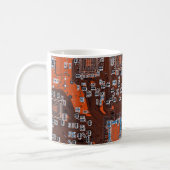 Computer Geek Circuit Board Orange Coffee Mug (Left)