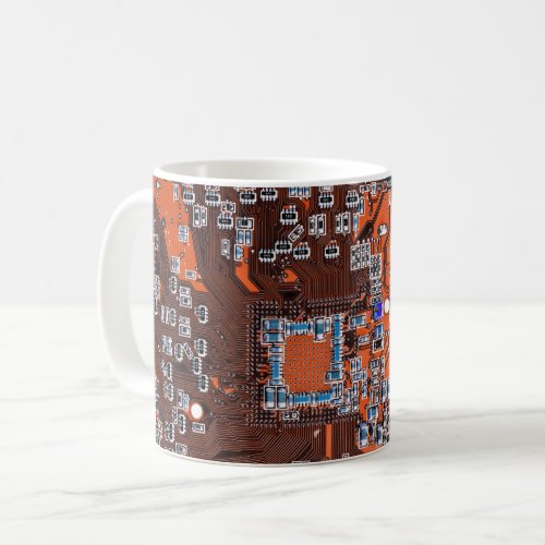 Computer Geek Circuit Board Orange Coffee Mug