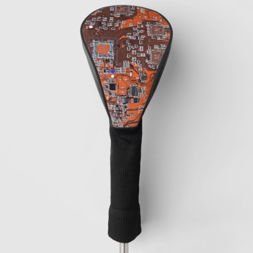 Computer Geek Circuit Board Orange Golf Head Cover