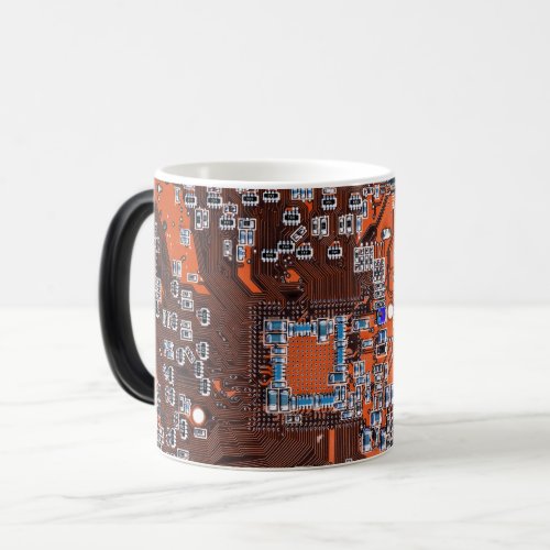 Computer Geek Circuit Board Orange Magic Mug