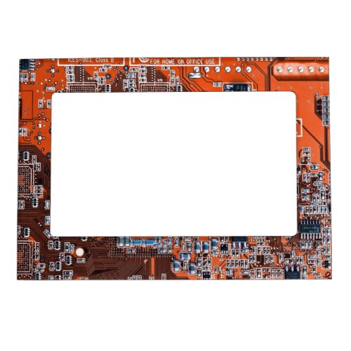 Computer Geek Circuit Board Orange Magnetic Picture Frame