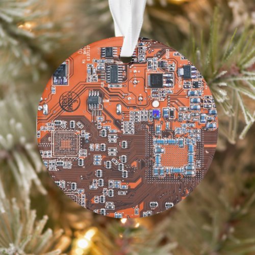 Computer Geek Circuit Board Orange Ornament