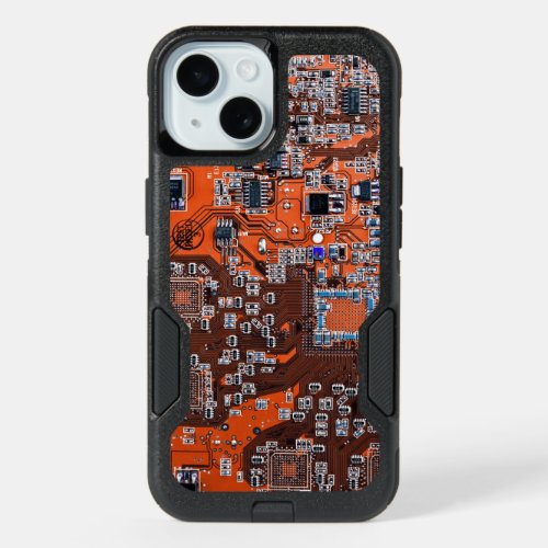 Computer Geek Circuit Board Orange iPhone 15 Case