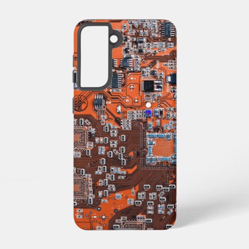 Computer Geek Circuit Board Orange Samsung Galaxy S21 Case