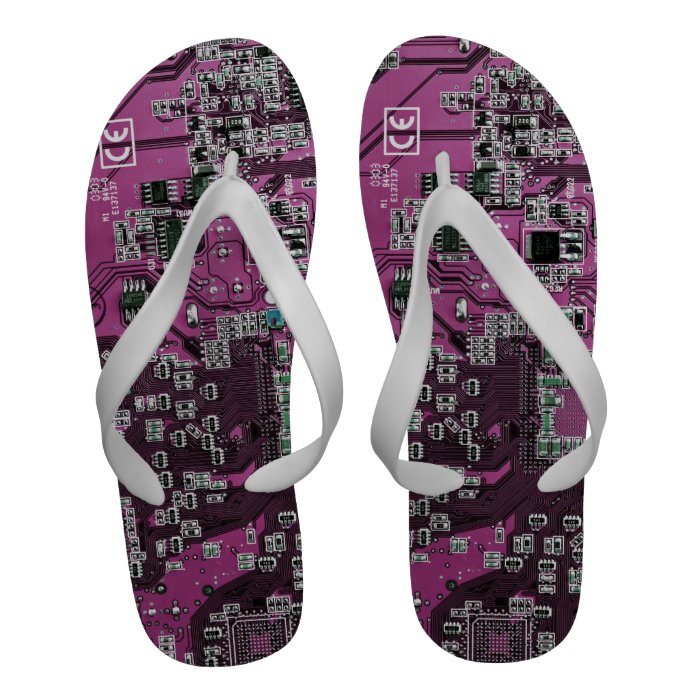 Computer Geek Circuit Board   pink purple Sandals