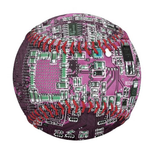 Computer Geek Circuit Board Purple Baseball
