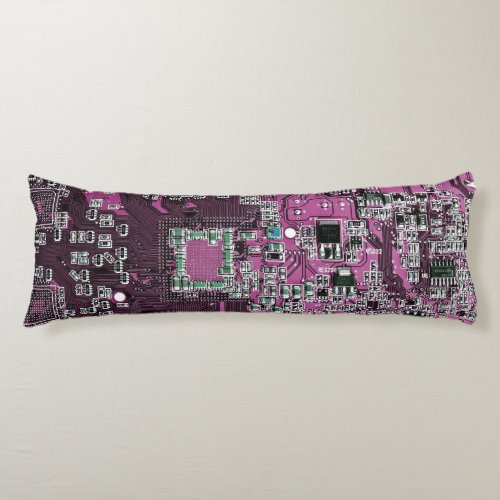 Computer Geek Circuit Board Purple Body Pillow