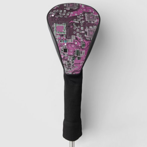 Computer Geek Circuit Board Purple Golf Head Cover