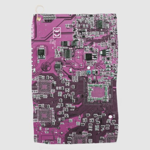 Computer Geek Circuit Board Purple Golf Towel