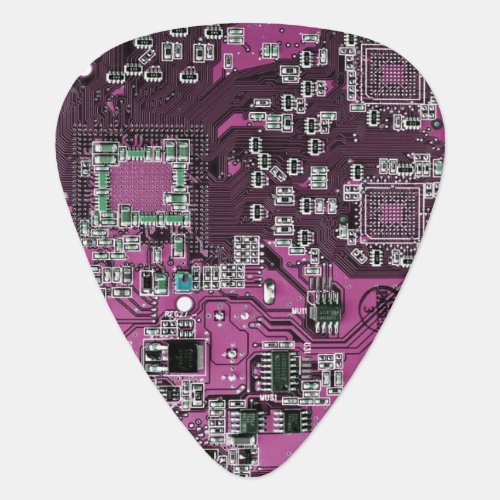 Computer Geek Circuit Board Purple Guitar Pick