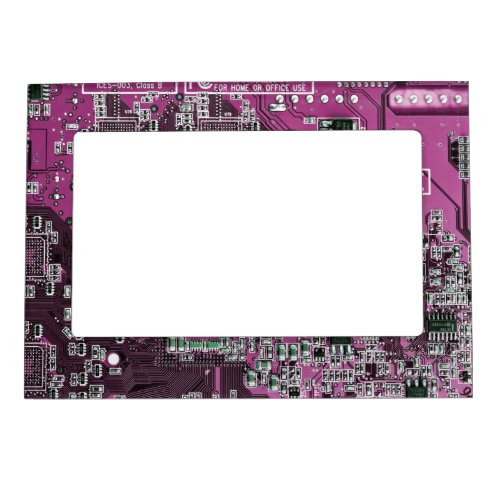 Computer Geek Circuit Board Purple Magnetic Picture Frame