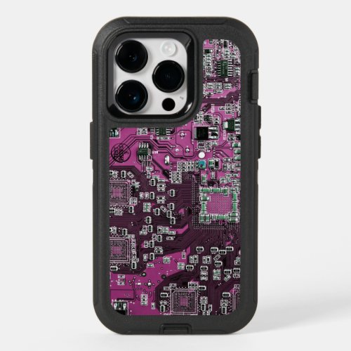 Computer Geek Circuit Board Purple OtterBox iPhone 14 Pro Case