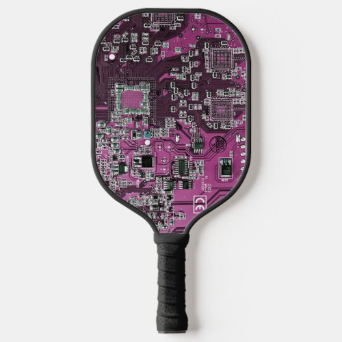 Computer Geek Circuit Board Purple Pickleball Paddle