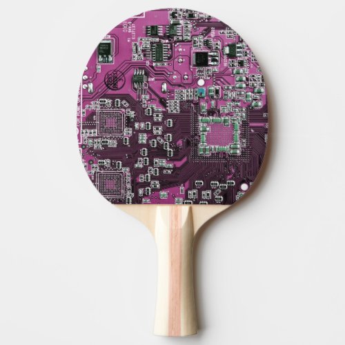 Computer Geek Circuit Board Purple Ping Pong Paddle