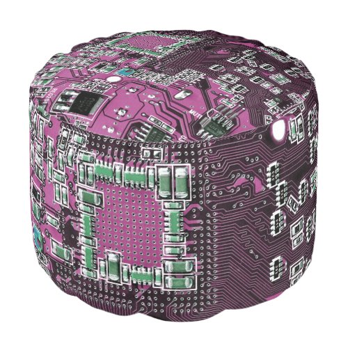 Computer Geek Circuit Board Purple Pouf