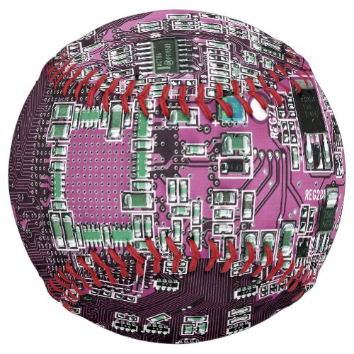 Computer Geek Circuit Board Purple Softball