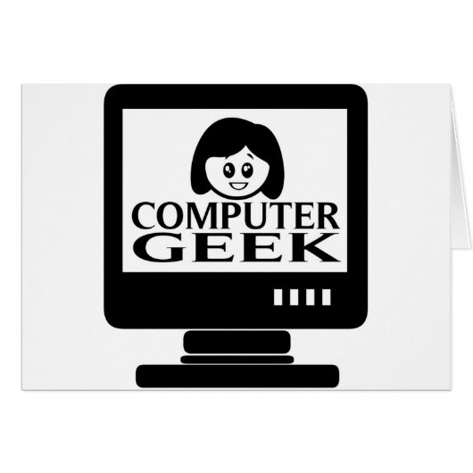 Computer Geek Girl Female Cards (Front Horizontal)