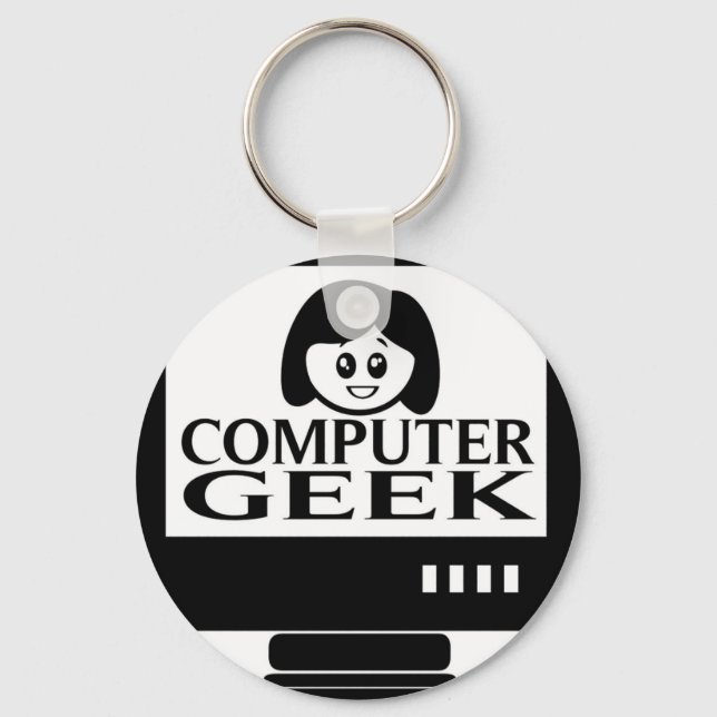 Computer Geek Girl Female Keychain (Front)