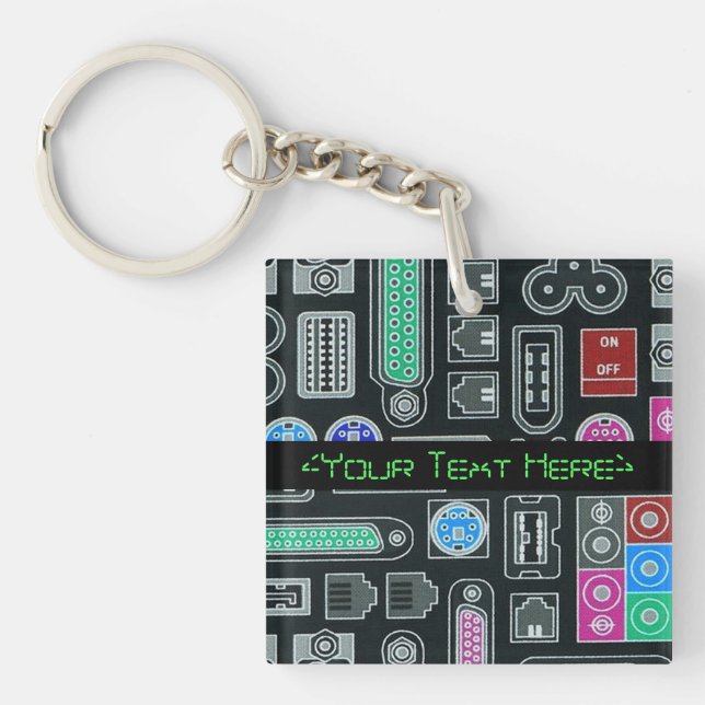 Computer Geek Humor Black Input Pattern Key Chain (Front)