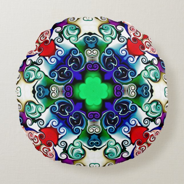 Computer graphics. Illustration of an abstract flo Round Pillow (Front)
