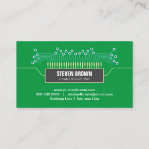Computer Green Science Circuit Board Coding Business Card