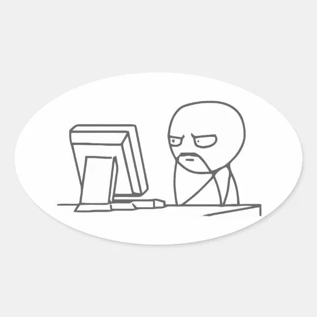 Guy Computer Decal Computer Guy Meme - Oval Stickers | Zazzle