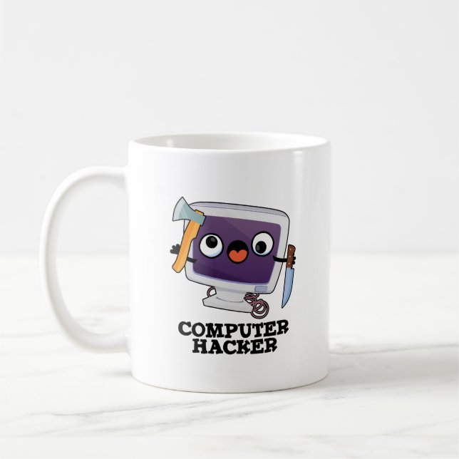 Computer Hacker Funny Technology Pun  Coffee Mug (Left)
