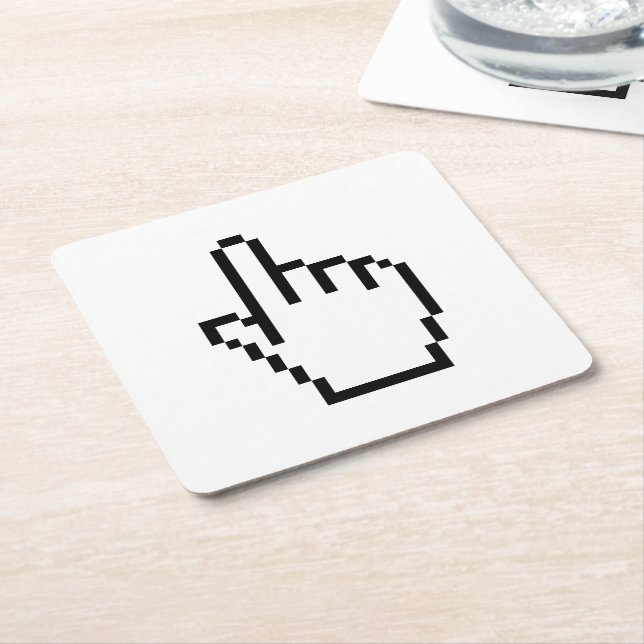 COMPUTER HAND POINTER / MOUSE CURSOR SQUARE PAPER COASTER (Angled)