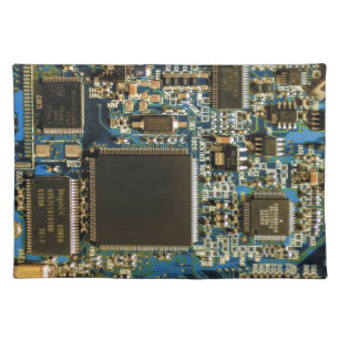 Computer Hard Drive Circuit Board - Blue Cloth Placemat