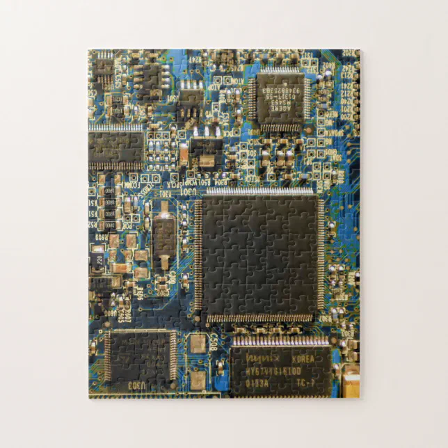 Computer Hard Drive Circuit Board Blue Jigsaw Puzzle Zazzle