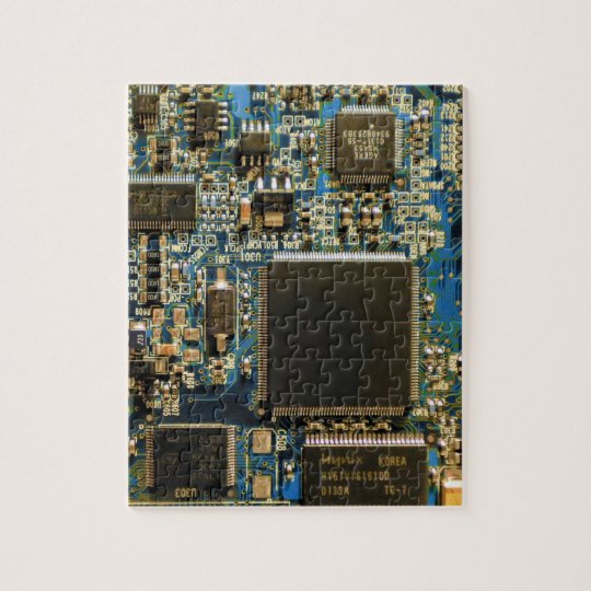 Computer Hard Drive Circuit Board Blue Jigsaw Puzzle