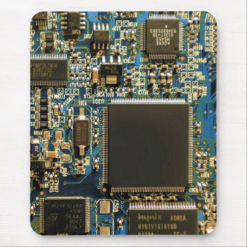 Computer Hard Drive Circuit Board _ Blue Mouse Pad