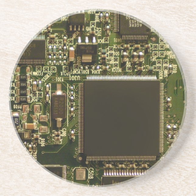 Computer Hard Drive Circuit Board - Green Coaster (Front)