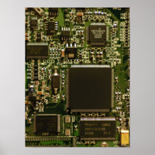 Computer Hard Drive Circuit Board - Green Poster