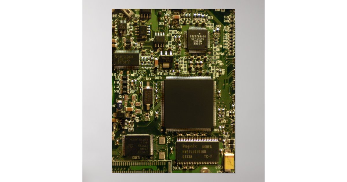 Computer Hard Drive Circuit Board - Green Poster | Zazzle