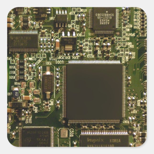 Computer Hard Drive Circuit Board - Green Square Sticker (Front)