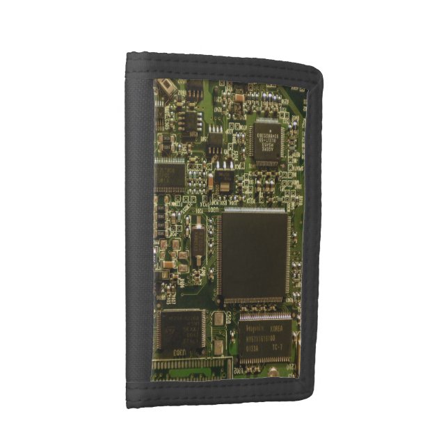 Computer Hard Drive Circuit Board - Green Tri-fold Wallet (Side)
